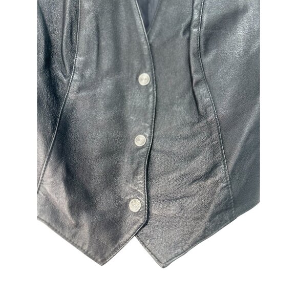 Wilson Leather Vest Womens Medium Button down Biker Moto Goth 90s Vintage Retro - Picture 8 of 11